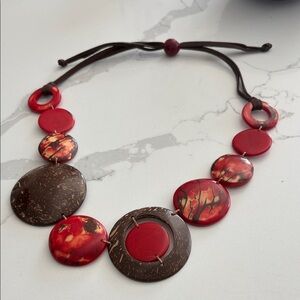 Tropical Hibiscus Tagua Statement Necklace NWOT